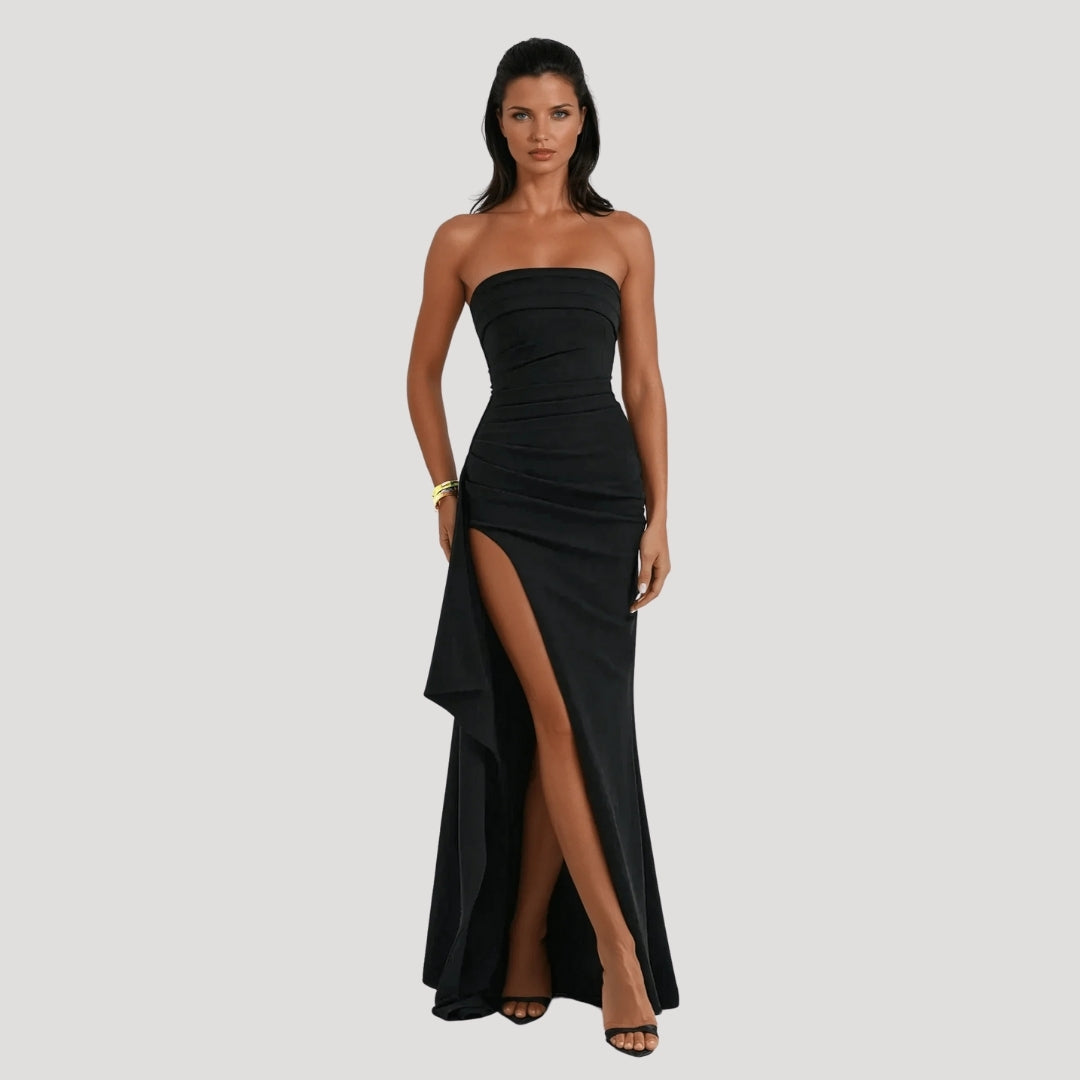 Damen Trägerloses Maxikleid Hochzeitsgastkleid