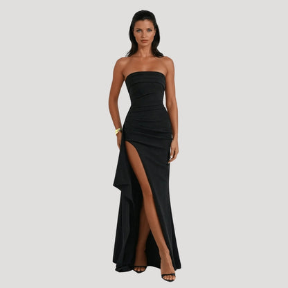 Damen Trägerloses Maxikleid Hochzeitsgastkleid