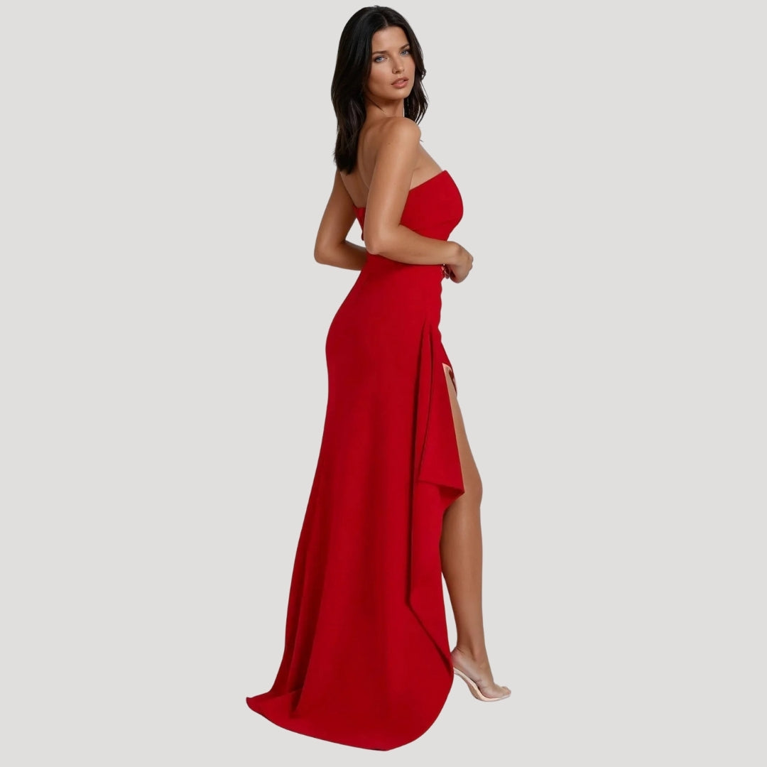 Damen Trägerloses Maxikleid Hochzeitsgastkleid