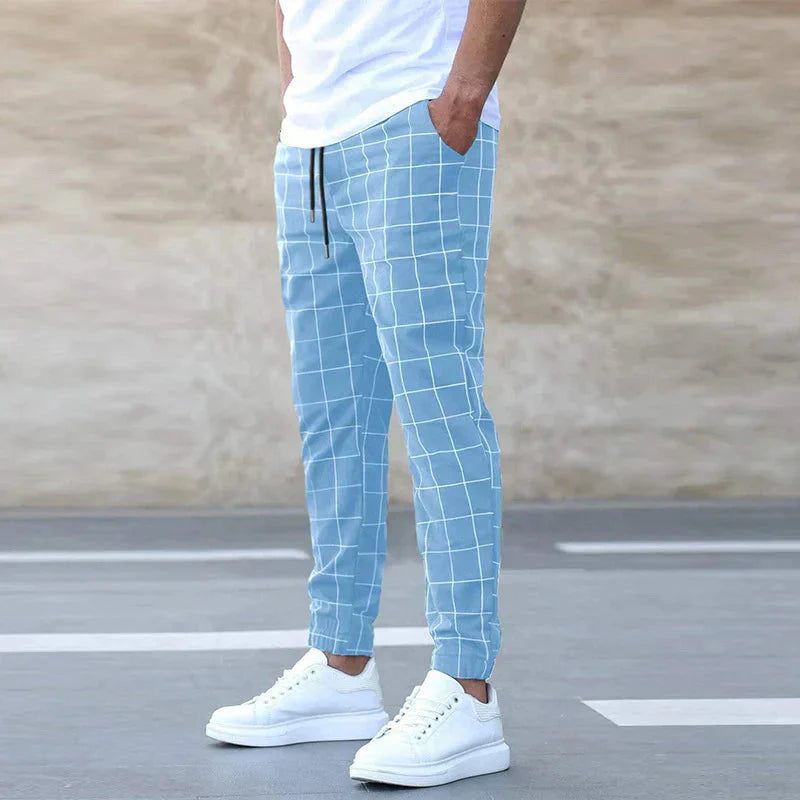 Herren Joggerhosen Karo Stretch Tunnelzug - Norvielle