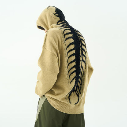 Herren Strick-Hoodie Oversized Bedruckt Schwarz - Norvielle