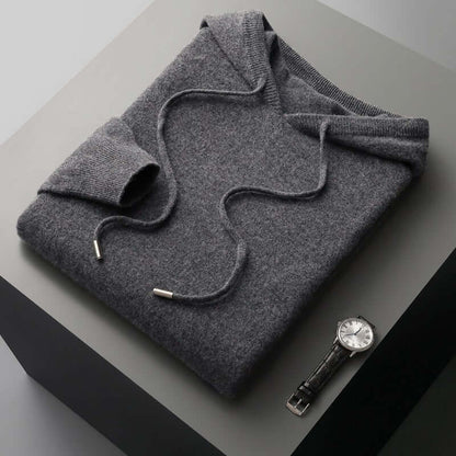 Strick-Hoodie - Herren Plain Pullover mit Kapuze-Dunkelgrau-S-Chaps Herrenmode