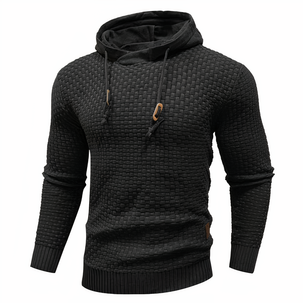 Herren Strick-Hoodie Slim Fit Kapuzenpulli Schwarz - Norvielle