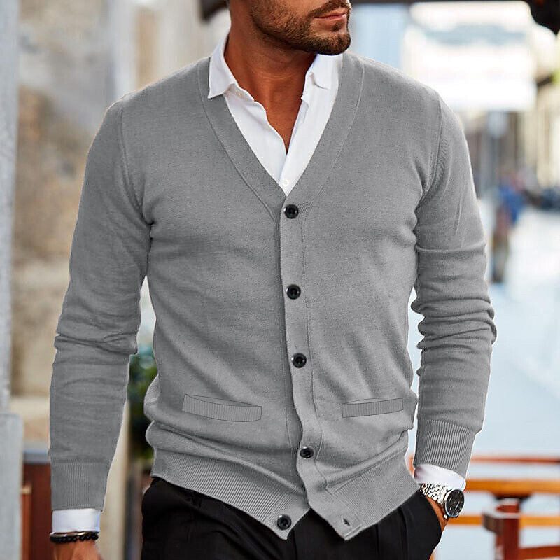Strickjacke | Button-Up | V-Ausschnitt | Stylische Strickjacken für Männer | Herrenbekleidung-Chaps Herrenmode
