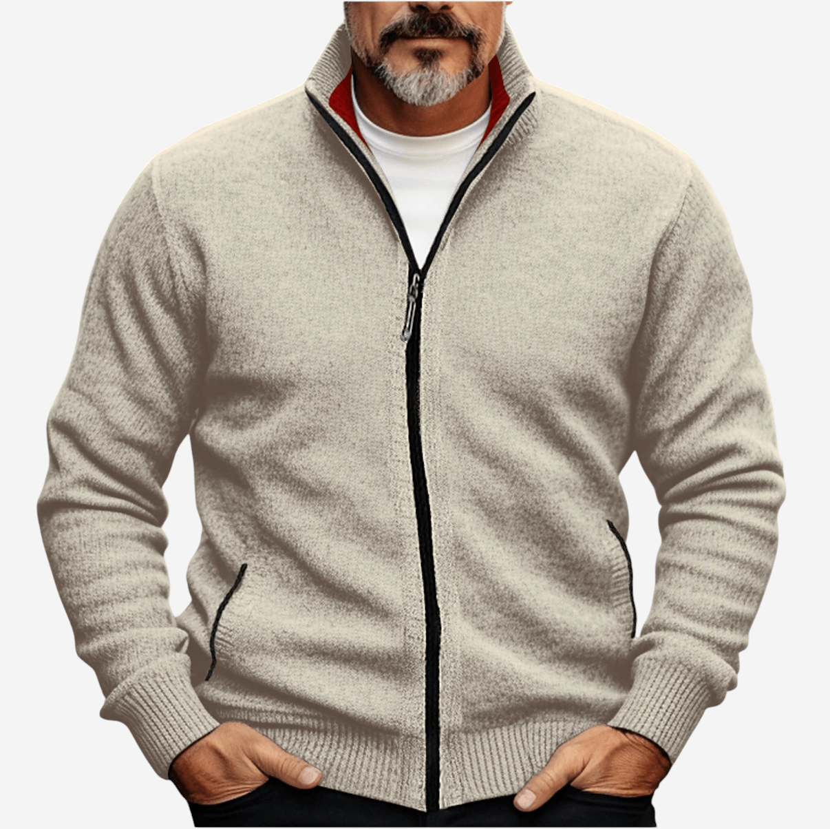 Herren Strickjacke Reißverschluss Taschen Durchgehend Anthrazit - Norvielle
