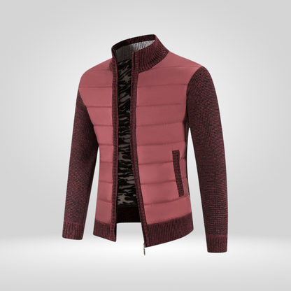 Strickjacke – Herren-Daunenjacke mit Reißverschluss und Wattierung-Bordeauxrot-S-Chaps Herrenmode