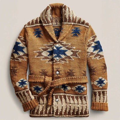 Herren Strickjacke mit Knopfleiste und Gürtel - Norvielle