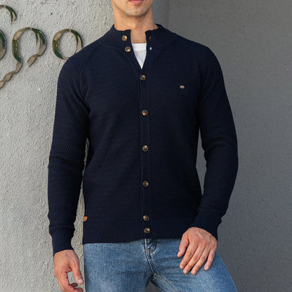 Herren Strickjacke Mit Knöpfen Höher Ausschnitt Normal - Norvielle