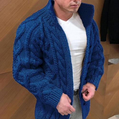 Herren Strickjacke Klobig Cable Knit Blau - Norvielle