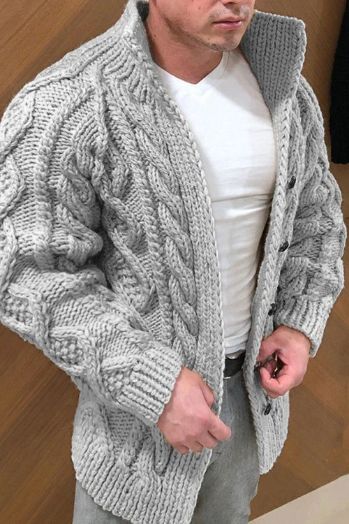 Herren Strickjacke Grobstrick Zopfmuster - Norvielle