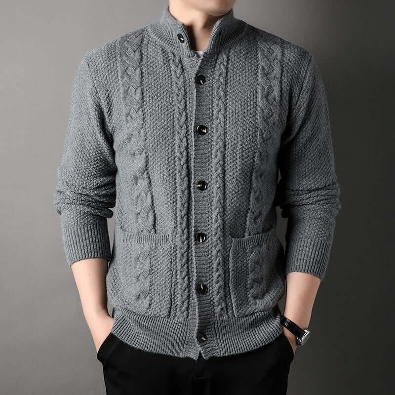 Herren Strickjacke Zopfmuster Knopfleiste - Norvielle