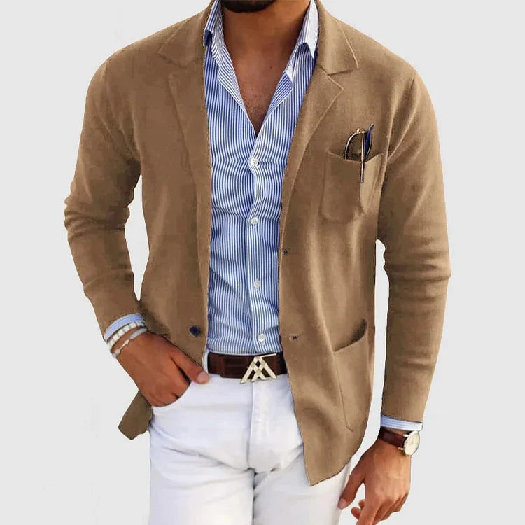Herren Strickjacke Langärmelig mit Knöpfen und Taschen - Norvielle