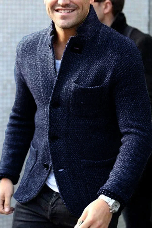 Herren Strickjacke Tweed Schlanke Passform Anthrazit - Norvielle