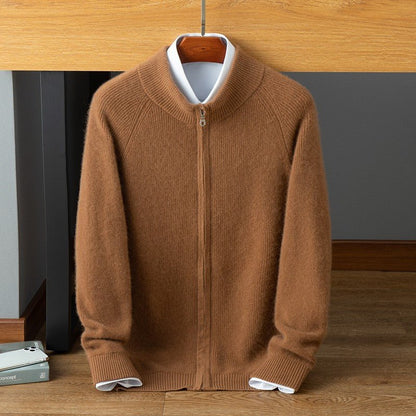 Herren Strickjacke Warm Reißverschluss Schwarz - Norvielle