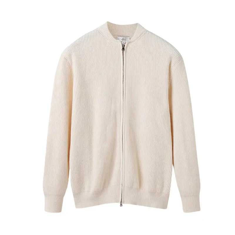 Herren Strickjacke Weich Langarm Reißverschluss Schwarz - Norvielle