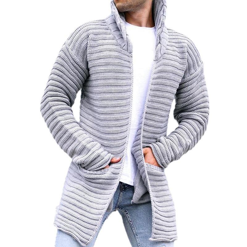 Herren Strickjacke Lange Offen Mit Kapuze - Norvielle