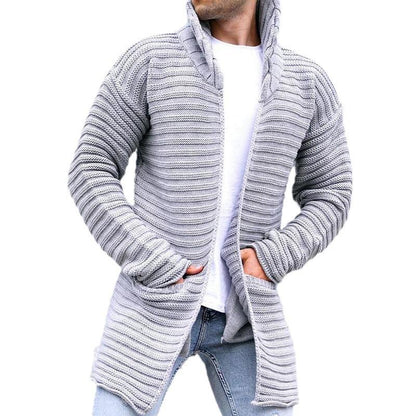 Herren Strickjacke Lange Offen Mit Kapuze - Norvielle