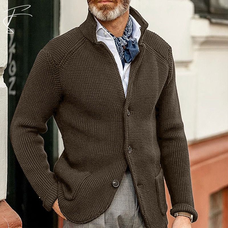 Herren Strickjacke Grob Gestrickt Mit Knöpfen Und Taschen - Norvielle
