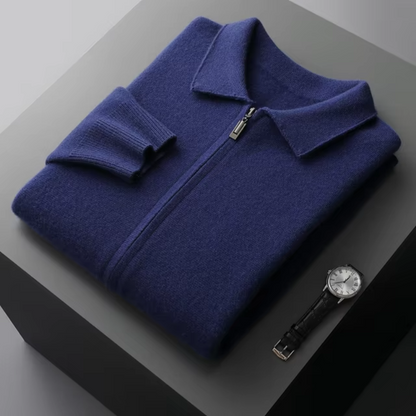 Strickjacke mit Reißverschluss – Herren-Strickjacke mit durchgehendem Reißverschluss-Blau-S-Chaps Herrenmode