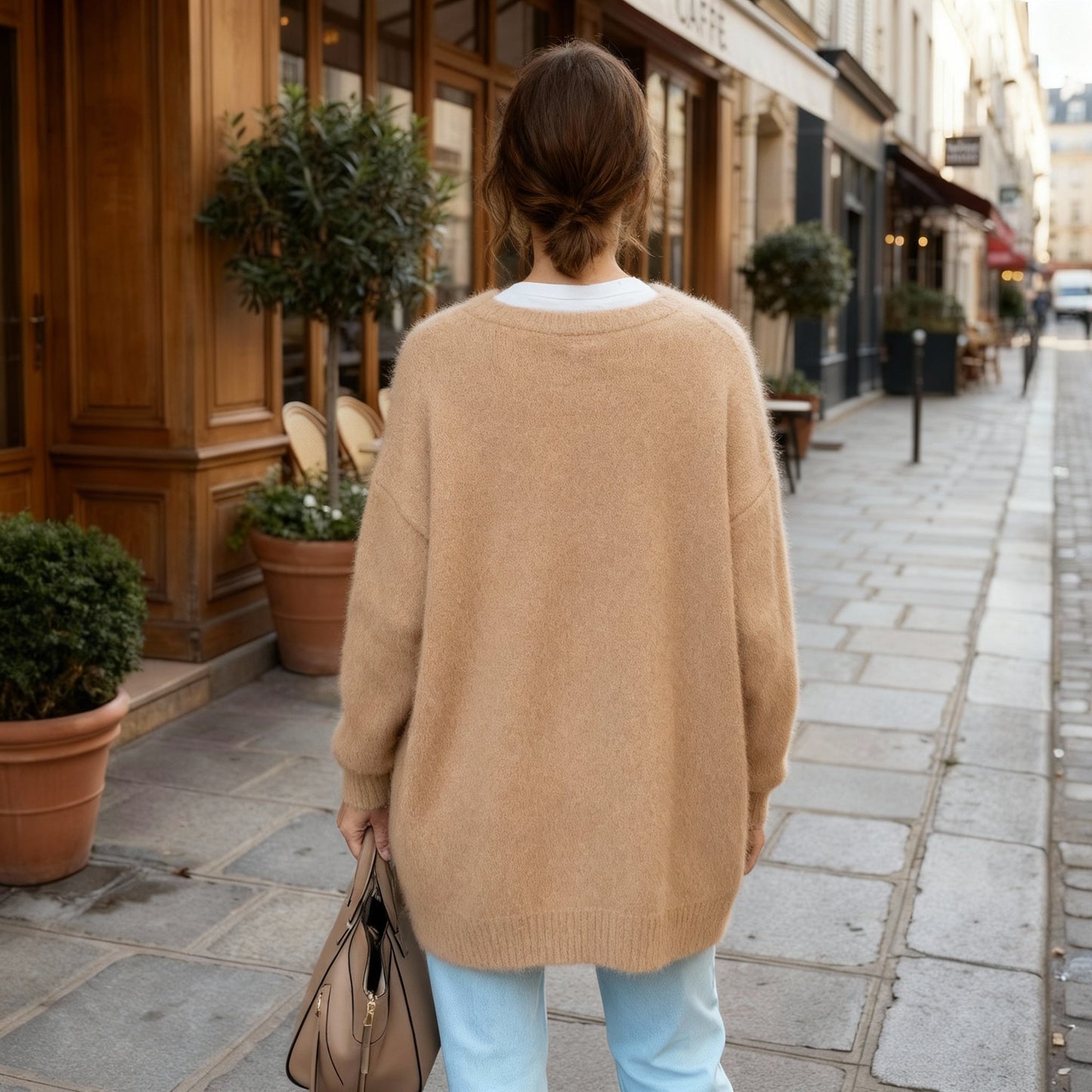 Offene Strickjacke mit Taschen