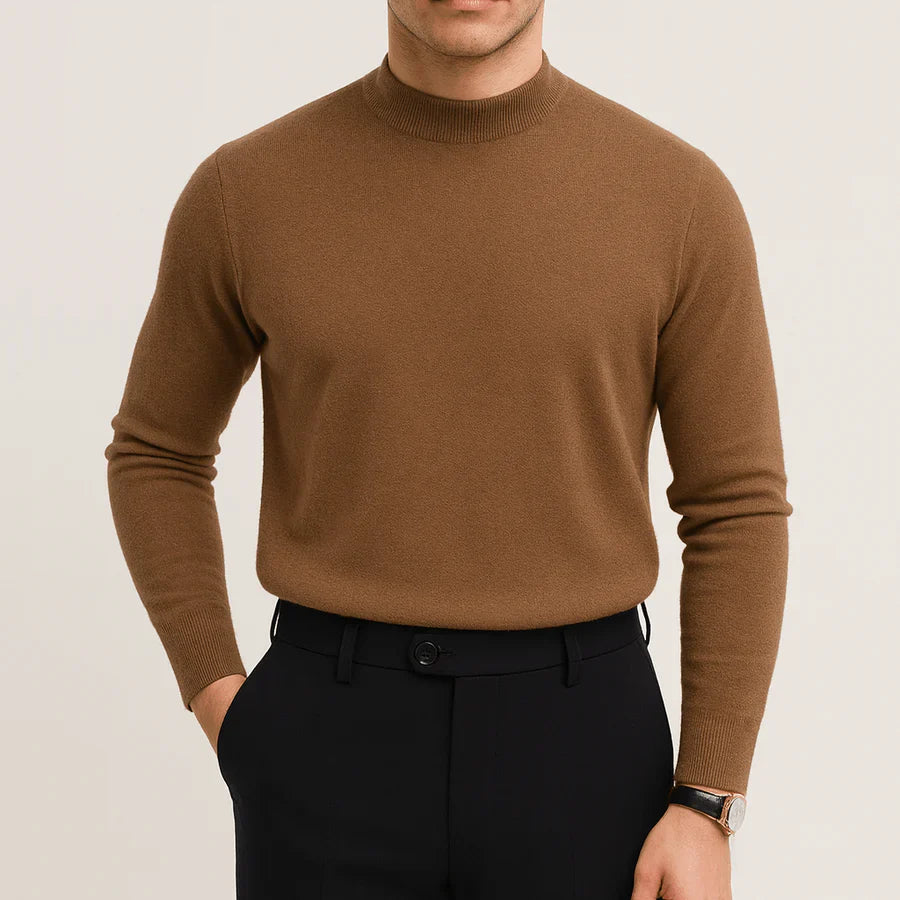 Strickpullover | Einfarbig | Rundhalsausschnitt | Feinstrickpullover | Herrenpullover-Bronze-XS-Chaps Herrenmode