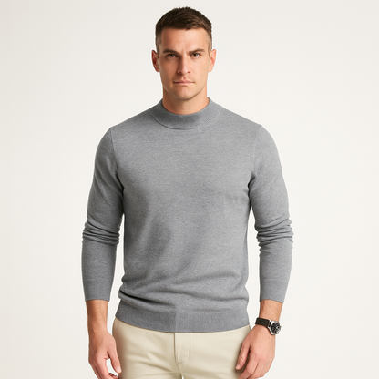 Strickpullover | Einfarbig | Rundhalsausschnitt | Pullover | Herrenpullover-Grau-S-Chaps Herrenmode
