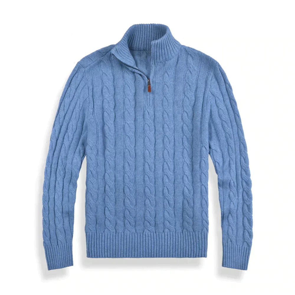 Herren Strickpullover Zopfmuster Viertelreißverschluss - Norvielle