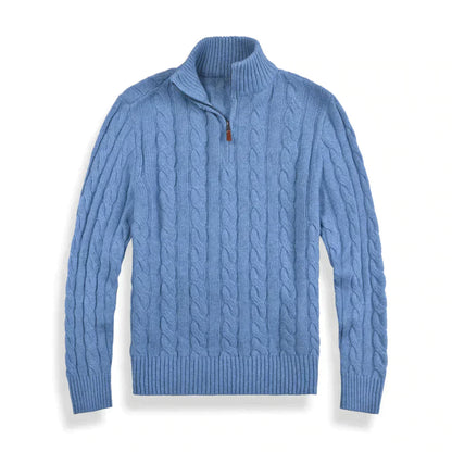 Herren Strickpullover Zopfmuster Viertelreißverschluss - Norvielle