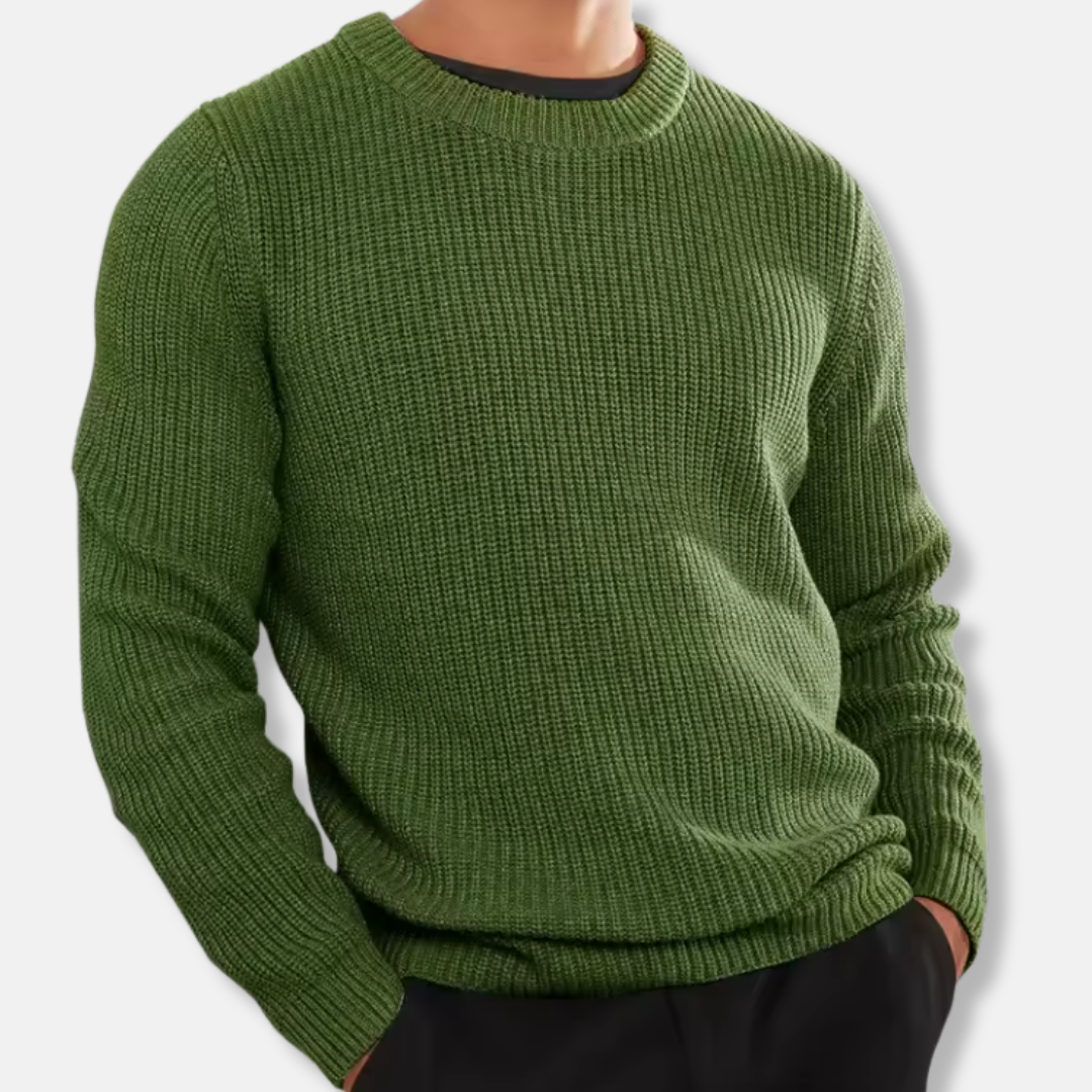 Strickpullover | Lockere Passform | Rippstrick | Pullover | Herrenpullover-Grün-S-Chaps Herrenmode