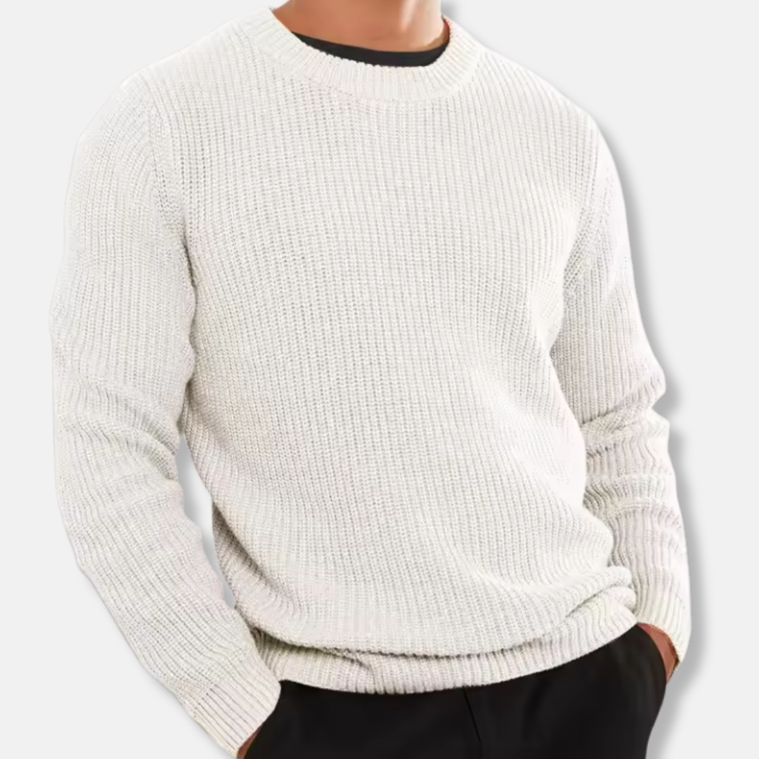 Herren Strickpullover Lockere Passform Rippstrick Beige - Norvielle