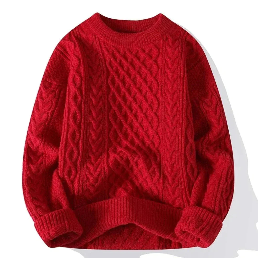 Strickpullover | Oversized | Zopfmuster | Pullover | Herrenpullover-Rot-S-Chaps Herrenmode