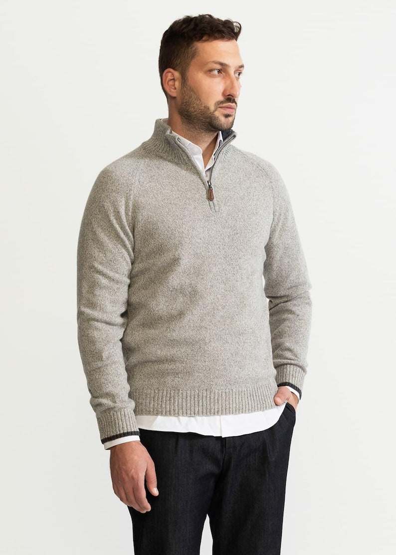 Herren Strickpullover Viertelreißverschluss Polo - Norvielle