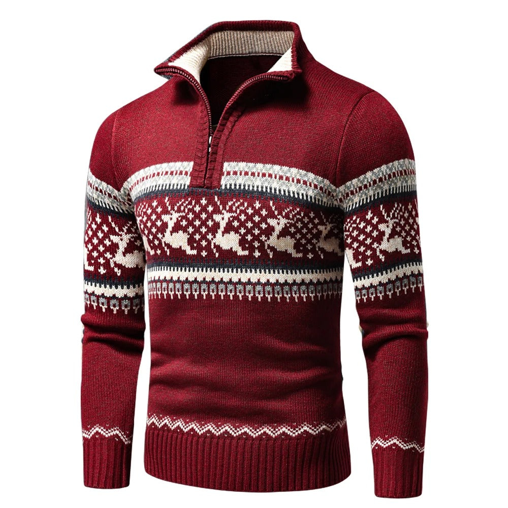 Herren Strickpullover Reißverschluss Weihnachtsdesign - Norvielle