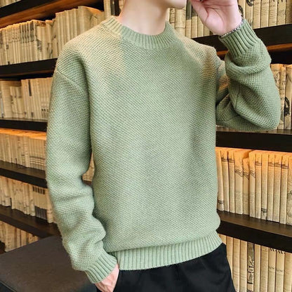 Strickpullover – Pullover mit Rundhalsausschnitt und lockerer Passform für Männer-Grün-M-Chaps Herrenmode