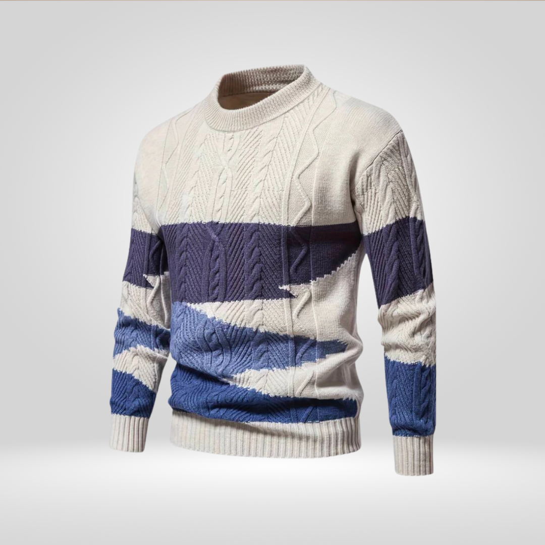 Strickpullover | Rundhalsausschnitt | Zopfmuster | Pullover | Herrenpullover-Chaps Herrenmode