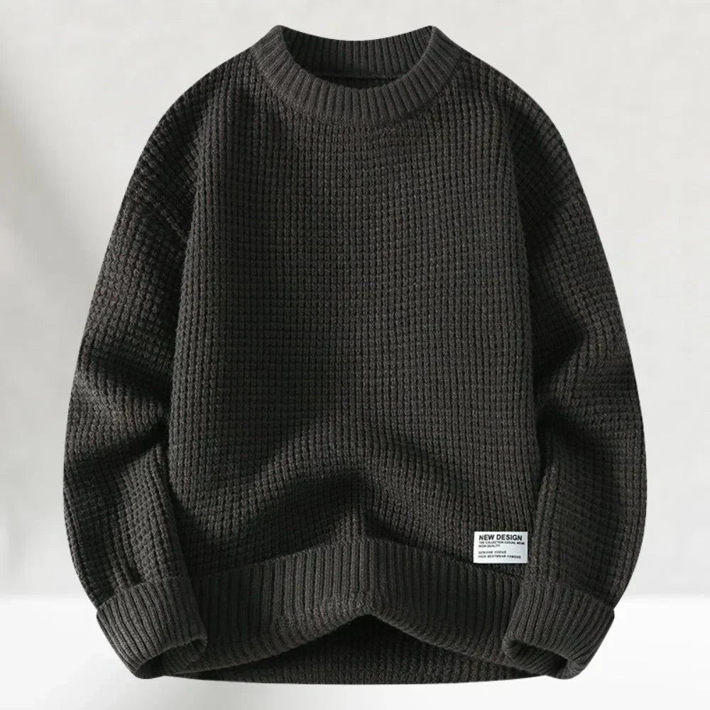 Strickpullover – lockere Passform – Rundhalsausschnitt – Pullover – Herrenpullover-Dunkelgrau-M-Chaps Herrenmode