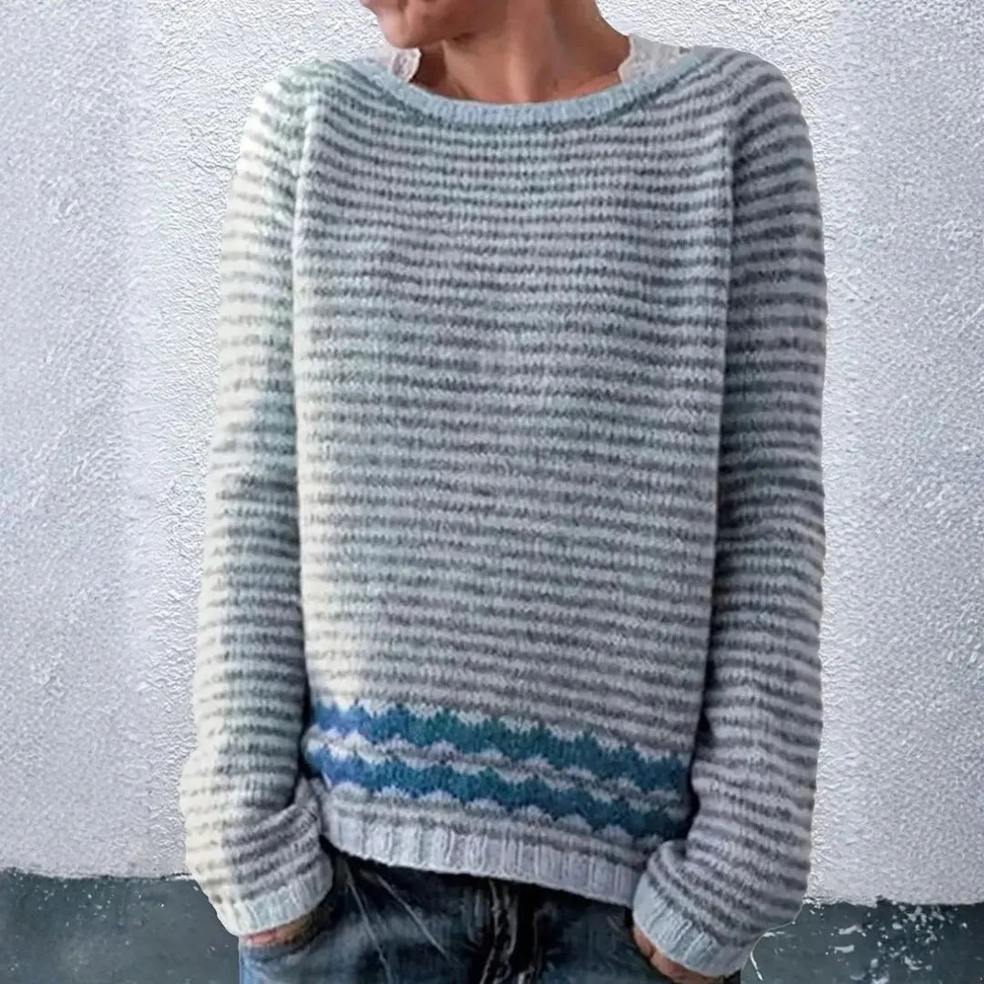 Damen Strickpullover Leichtgewicht Gestreift