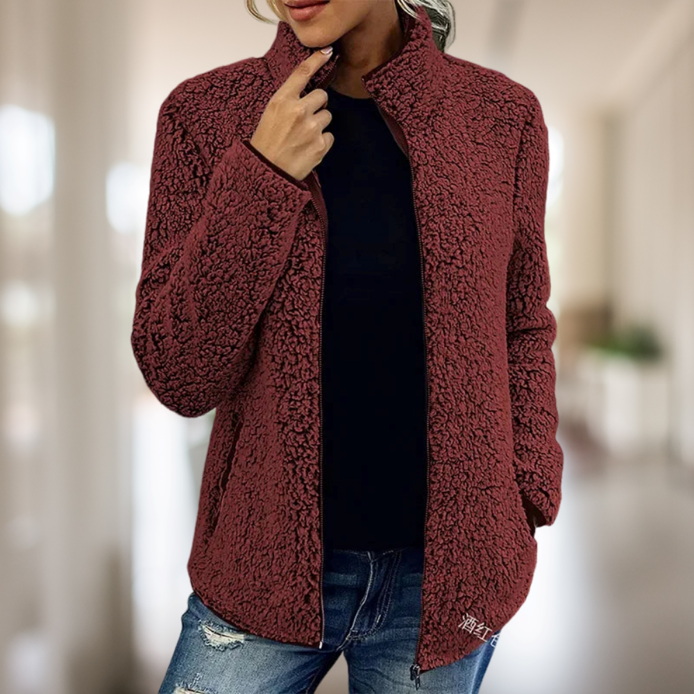 Damen Fleecejacke Warm Bequem Schwarz - Norvielle