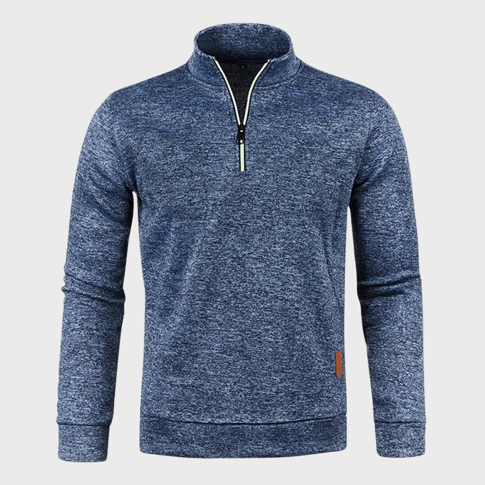 Herren Sweatshirt Viertelreißverschluss Langarm Grau - Norvielle