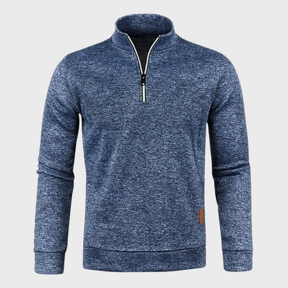 Herren Sweatshirt Viertelreißverschluss Langarm Grau - Norvielle