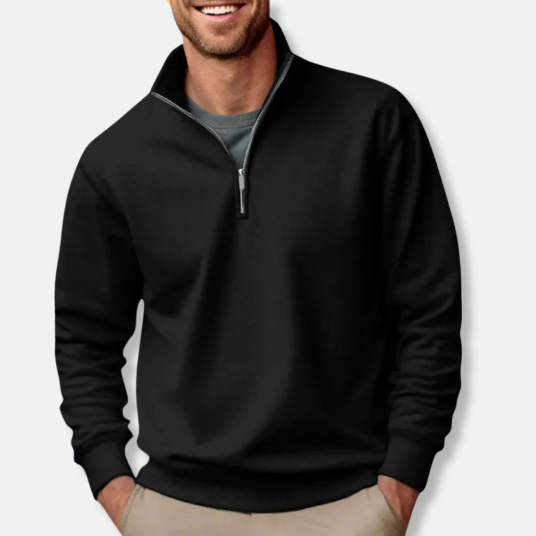 Herren Sweatshirt Viertelreißverschluss Lässig Grau - Norvielle