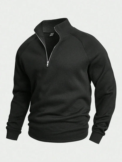 Herren Sweatshirt Viertelreißverschluss Warmer Pullover Grau - Norvielle