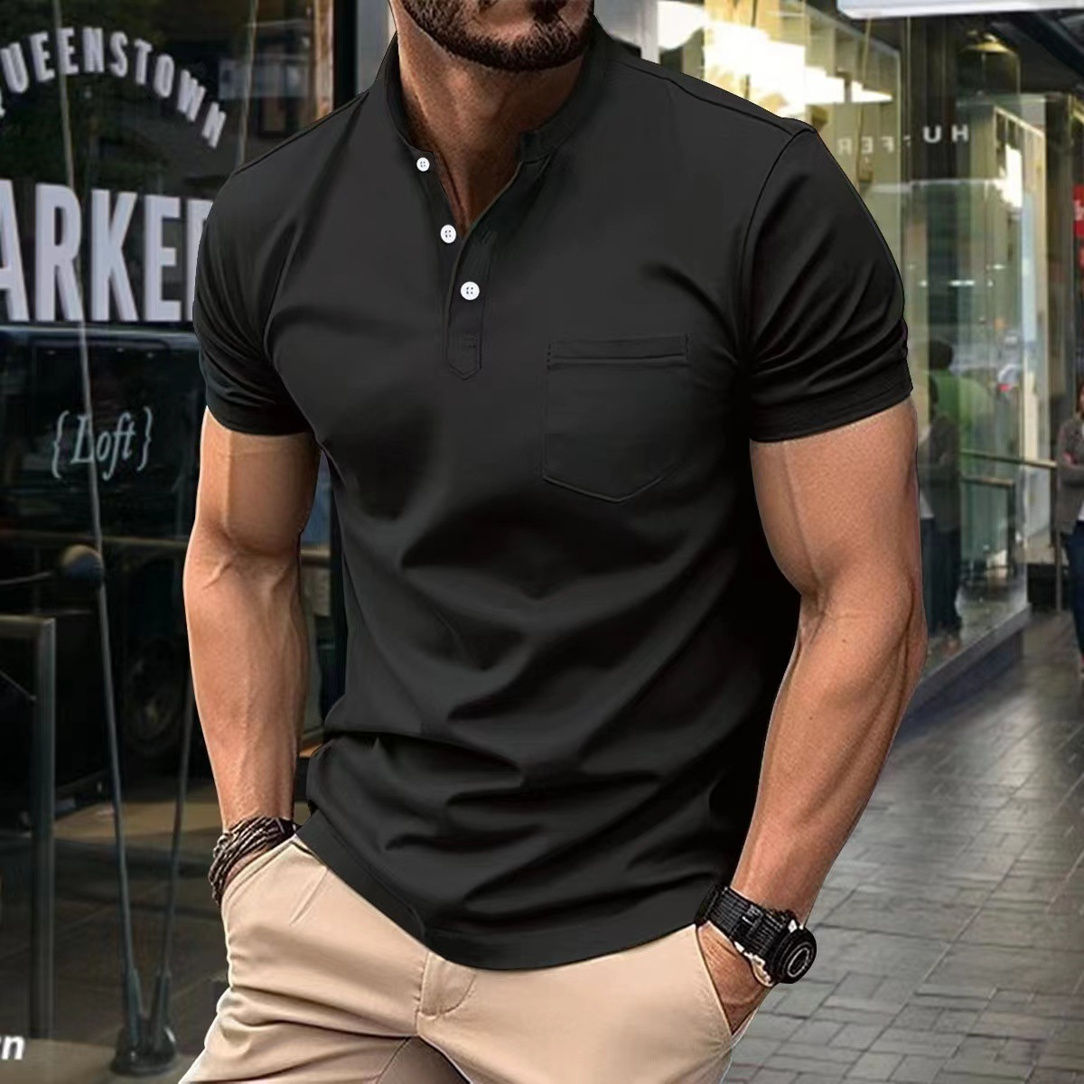 Herren Kurzarm Polohemd mit Knöpfen Bequem Weiß - Norvielle