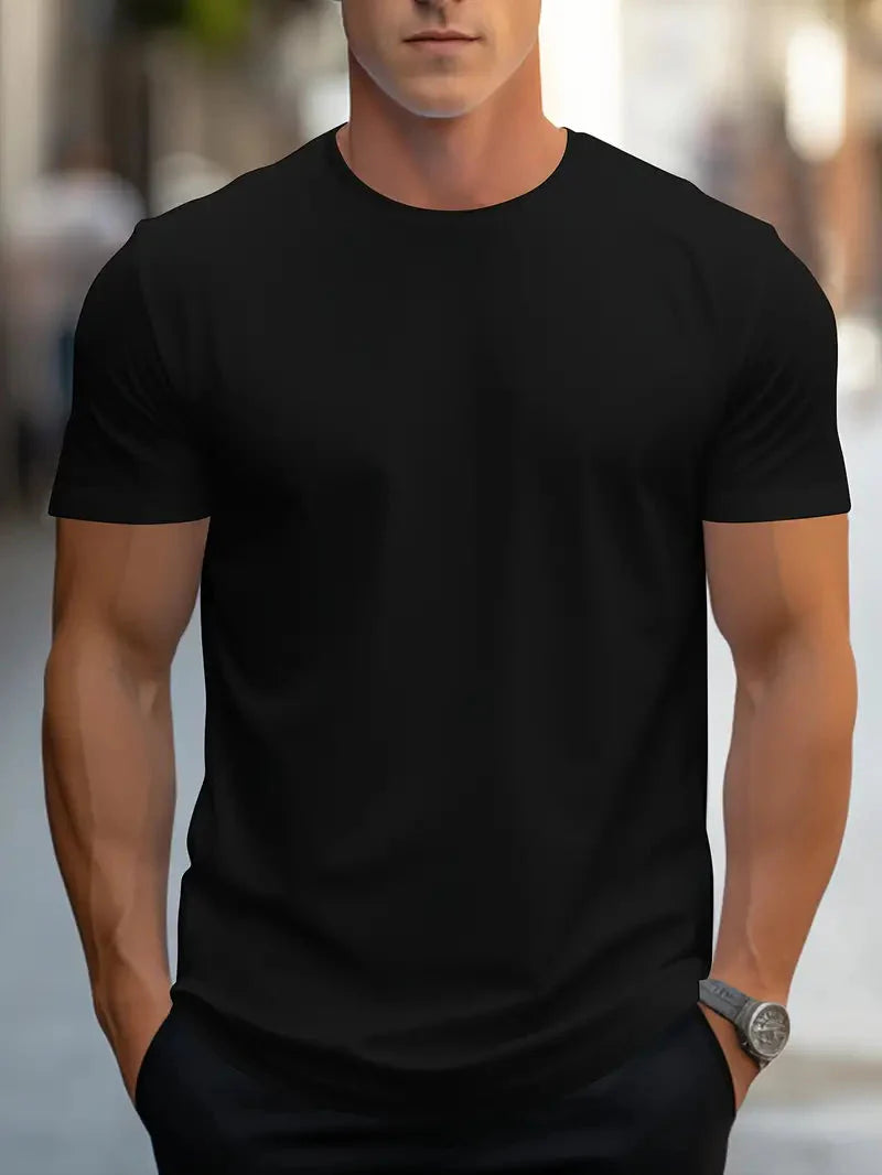 T-Shirt - Casual - Kurze Ärmel - T-Shirt mit Rundhalsausschnitt - Herrenhemden-Schwarz-XS-Chaps Herrenmode