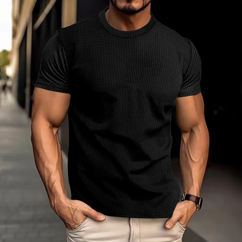 Männer Rundhals T-Shirt Kurzärmelig Einfarbig - Norvielle