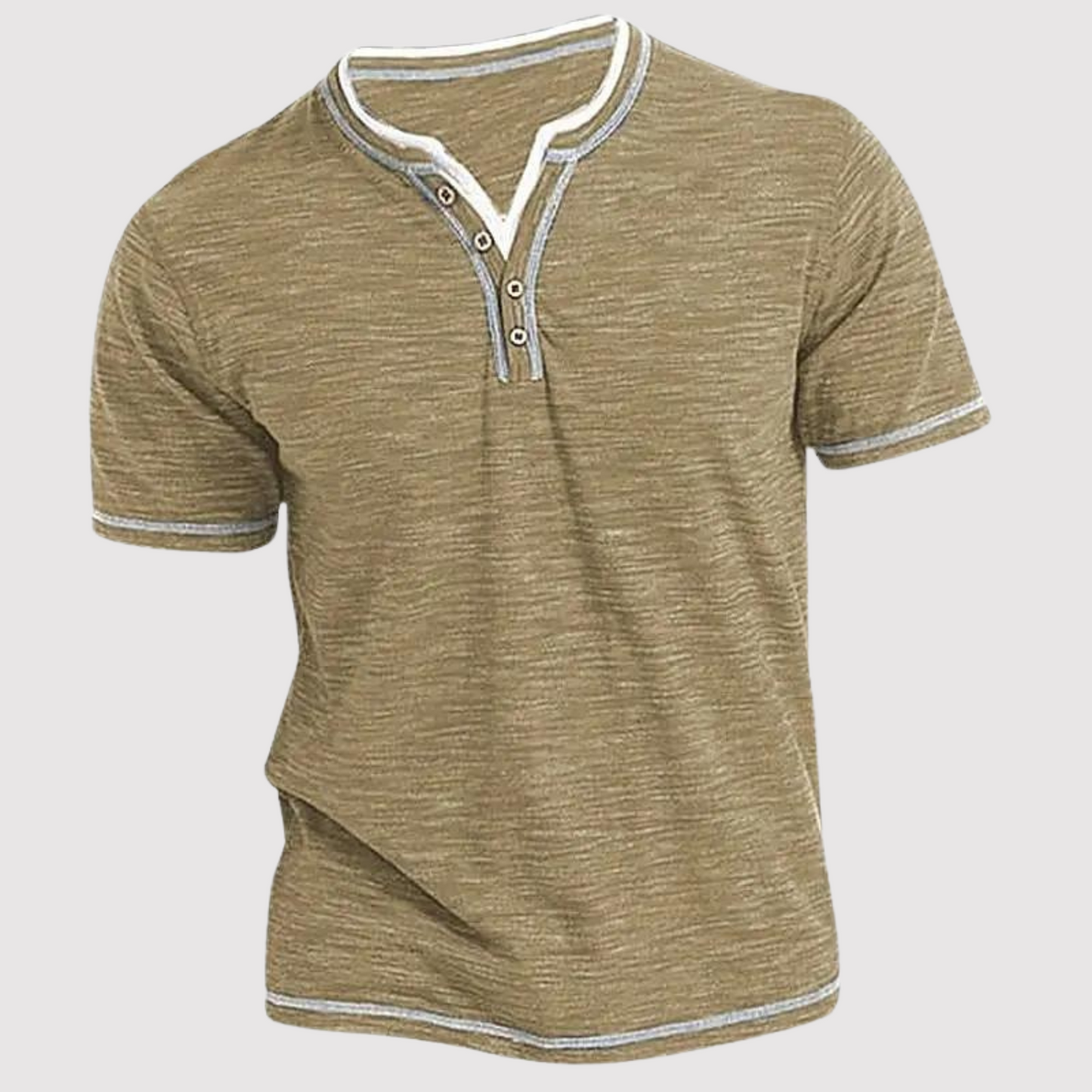 Herren T-Shirt Rundhals Mit Knopfleiste Grau - Norvielle