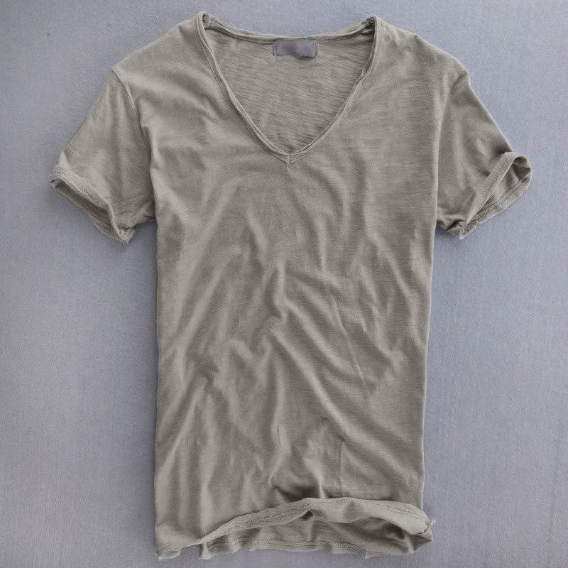 Herren T-Shirt Leichtgewicht V-Ausschnitt Weiß - Norvielle