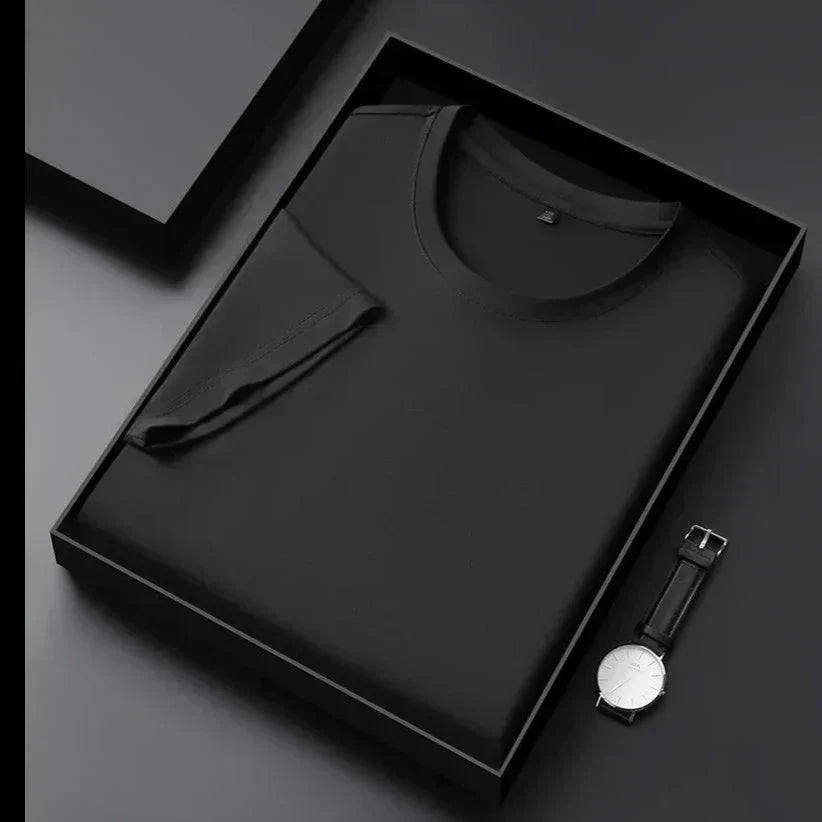 T-Shirt – atmungsaktives Kurzarm-T-Shirt mit Rundhalsausschnitt für Herren-Schwarz-M-Chaps Herrenmode