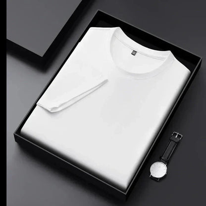T-Shirt – atmungsaktives Kurzarm-T-Shirt mit Rundhalsausschnitt für Herren-Weiß-M-Chaps Herrenmode
