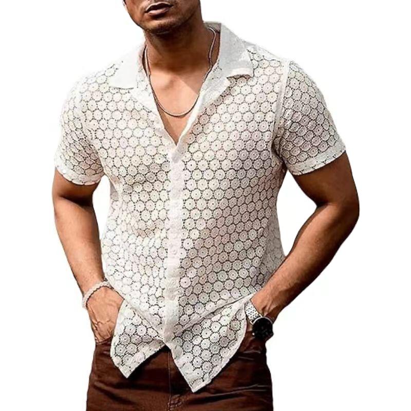 Herren T-Shirt Kurzarm Durchsichtig Mit Kragen - Norvielle